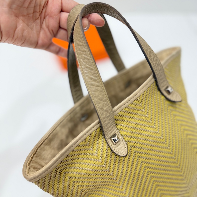 HERMES CHENNAI 草編 編織 菜籃子 竹編包 海攤包 購物包 手提包 購物袋-6