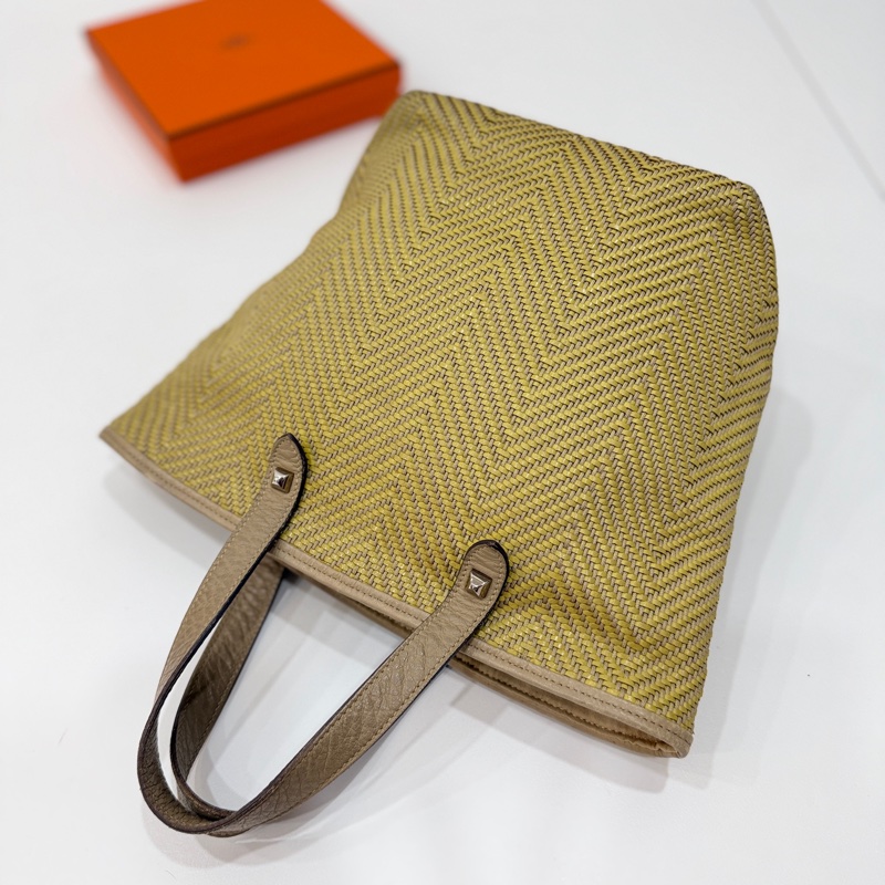 HERMES CHENNAI 草編 編織 菜籃子 竹編包 海攤包 購物包 手提包 購物袋-7