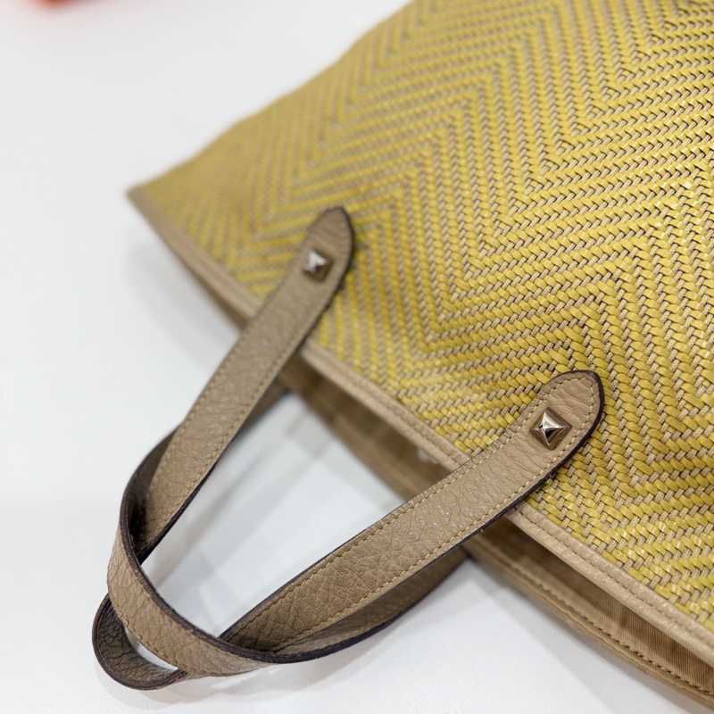 HERMES CHENNAI 草編 編織 菜籃子 竹編包 海攤包 購物包 手提包 購物袋-8