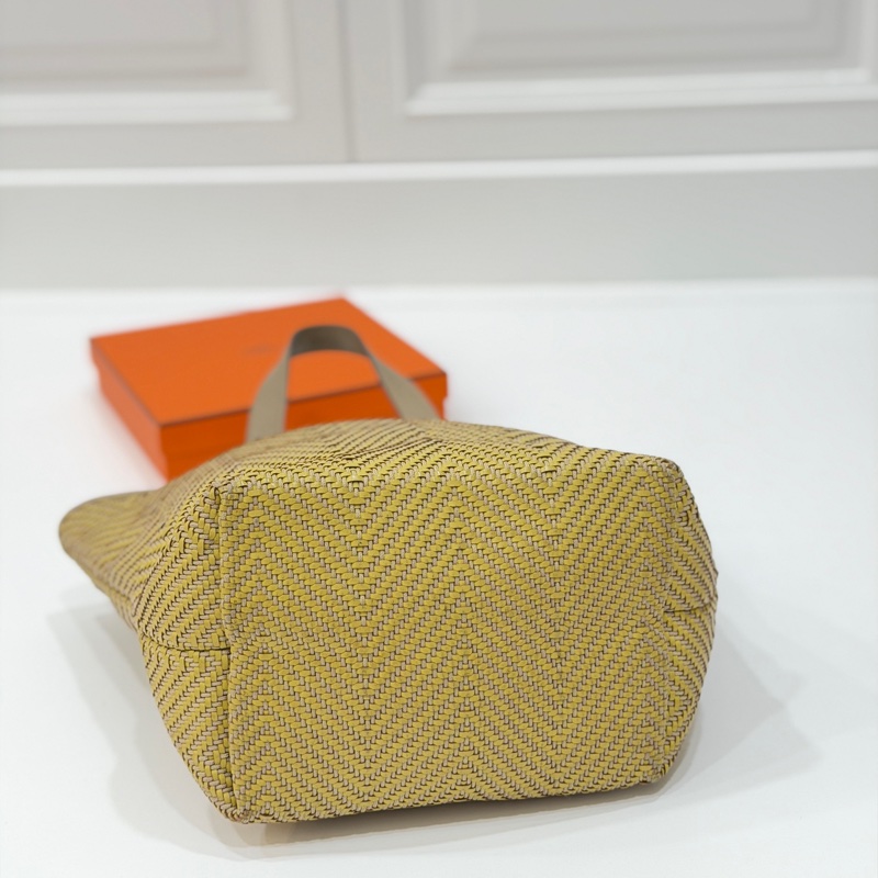 HERMES CHENNAI 草編 編織 菜籃子 竹編包 海攤包 購物包 手提包 購物袋-9