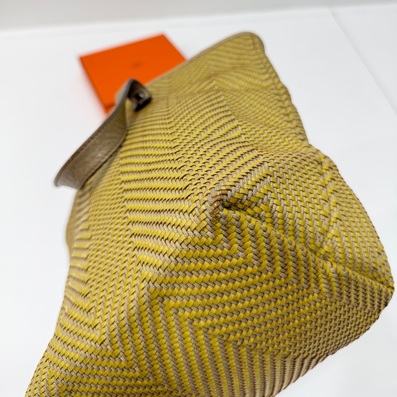 HERMES CHENNAI 草編 編織 菜籃子 竹編包 海攤包 購物包 手提包 購物袋-13