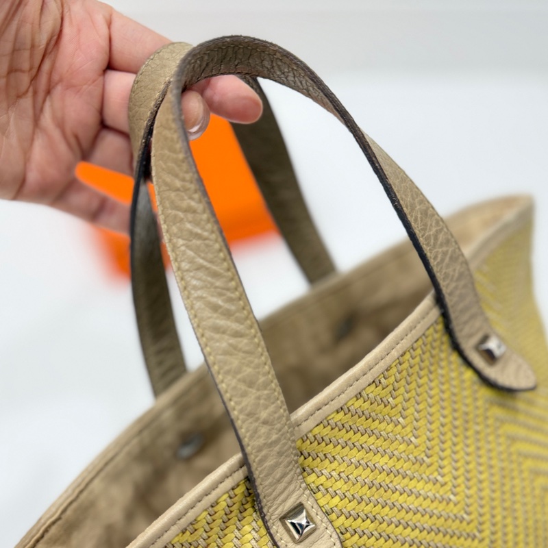 HERMES CHENNAI 草編 編織 菜籃子 竹編包 海攤包 購物包 手提包 購物袋-30