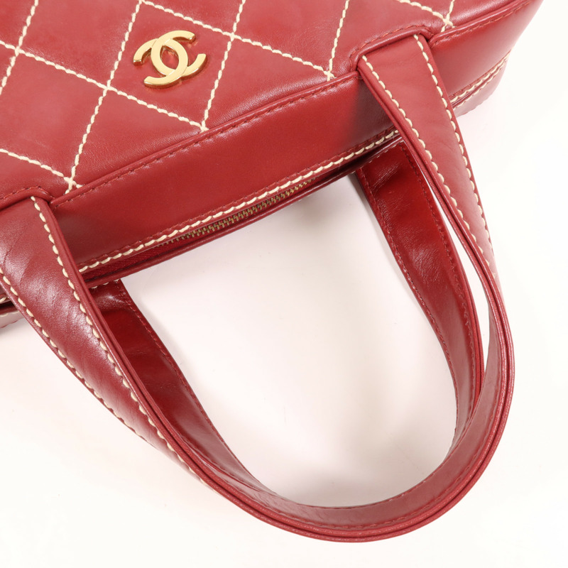 CHANEL 牛皮皮革Handbag金扣手挽袋-8