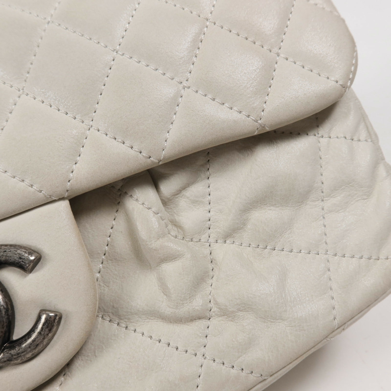 CHANEL 牛皮皮革Chain Shoulder銀扣鏈帶肩背袋-13