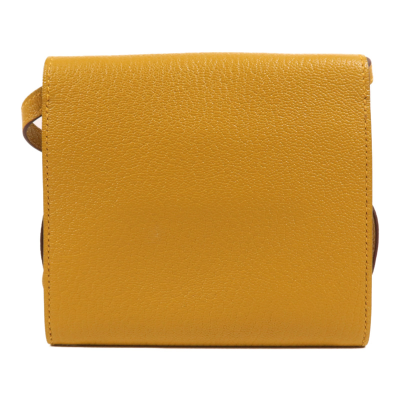 HERMES Chevre皮革Cinhetic To Go銀扣肩背袋Jaune Ambre-1