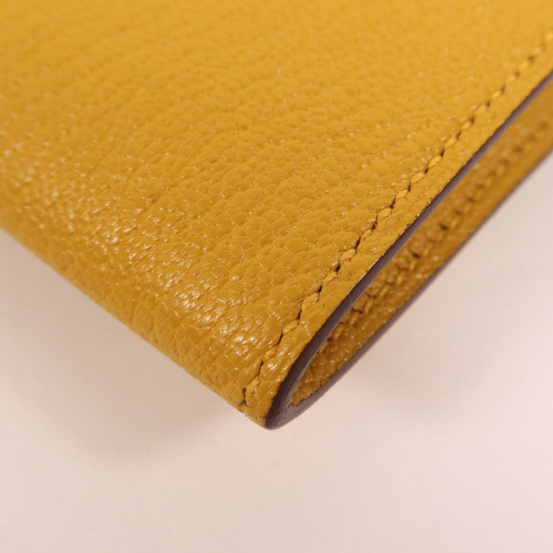 HERMES Chevre皮革Cinhetic To Go銀扣肩背袋Jaune Ambre-11