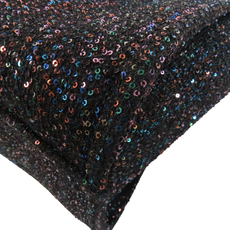 CHANEL 帆布/亮片Deauville Tote銀扣鏈帶手挽肩背兩用袋-10