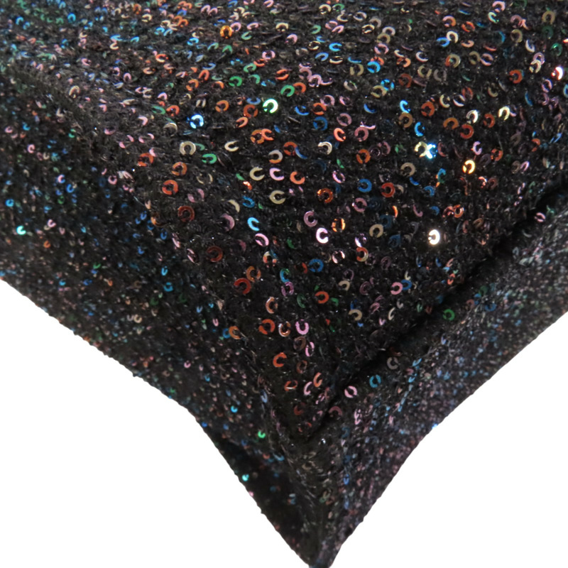 CHANEL 帆布/亮片Deauville Tote銀扣鏈帶手挽肩背兩用袋-11