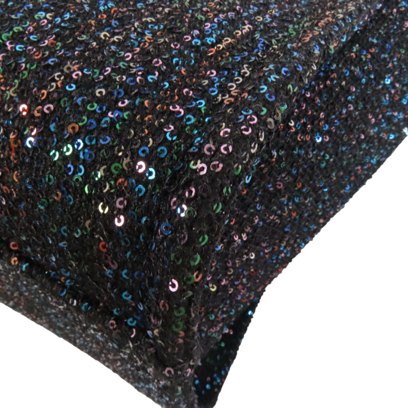 CHANEL 帆布/亮片Deauville Tote銀扣鏈帶手挽肩背兩用袋-12