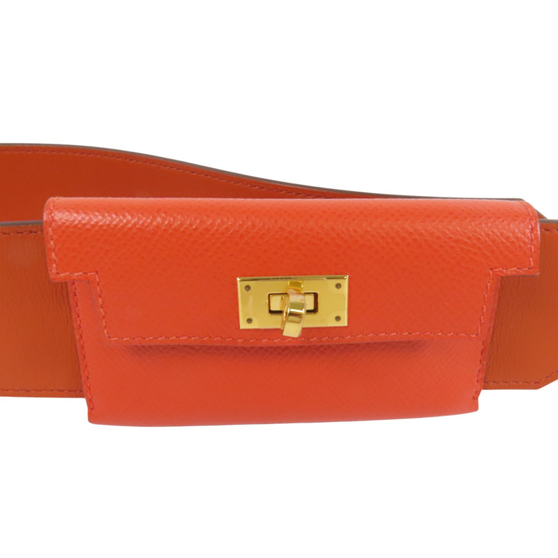 HERMES Epsom皮革Kelly Pocket Bag Strap金扣肩帶-5