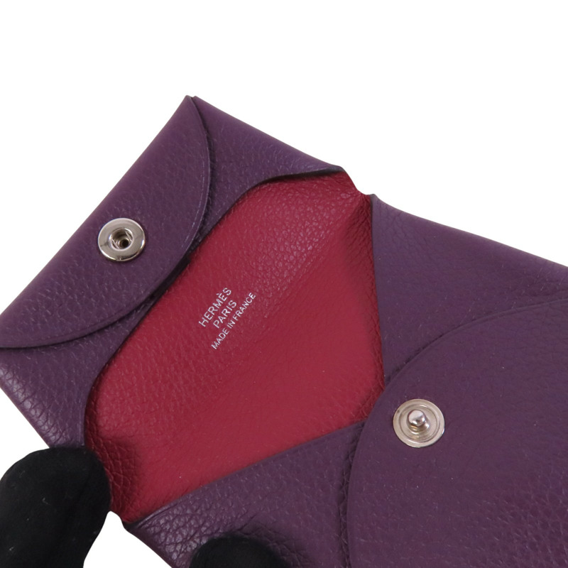 HERMES Chevre皮革Bastia Coin Purse銀扣零錢包-6