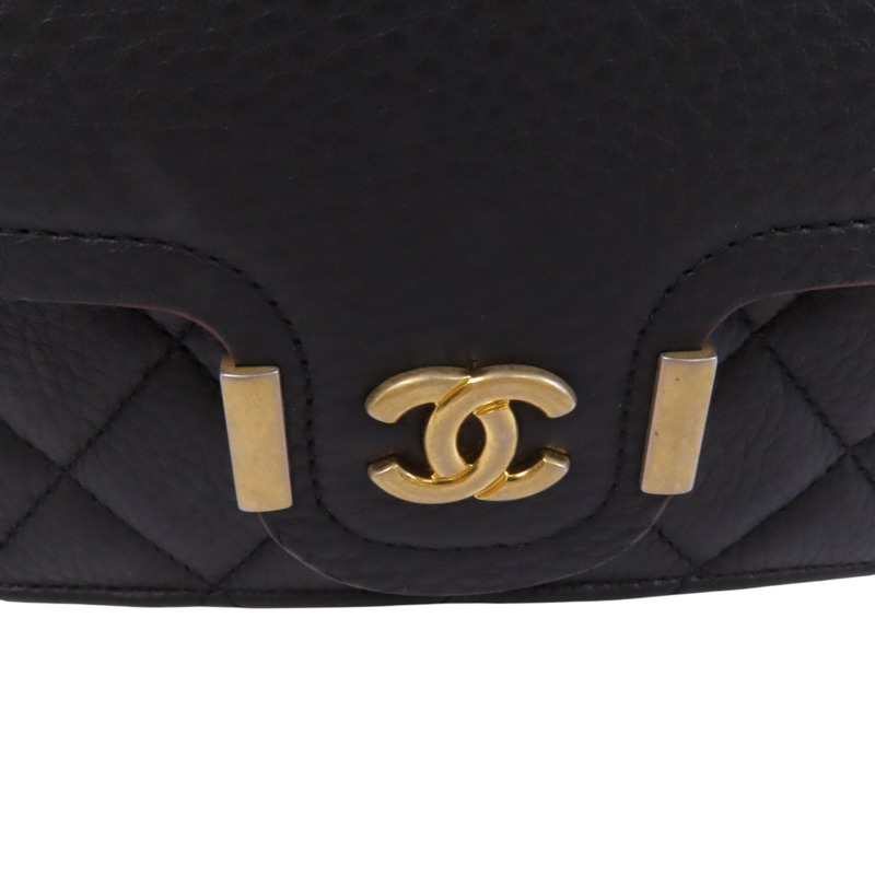CHANEL 牛皮皮革Archi Chic Square WOC金扣鏈帶肩背袋-14