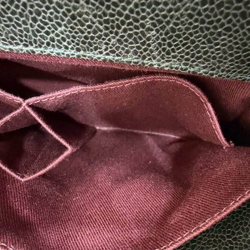 Chanel 黑綠色 荔枝紋牛皮 外縫線 購物袋-56