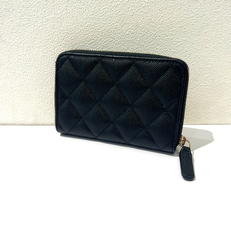 Chanel淡金拉鍊雙層零錢卡包-1