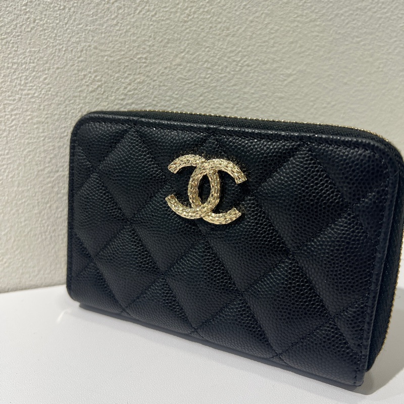 Chanel淡金拉鍊雙層零錢卡包-4