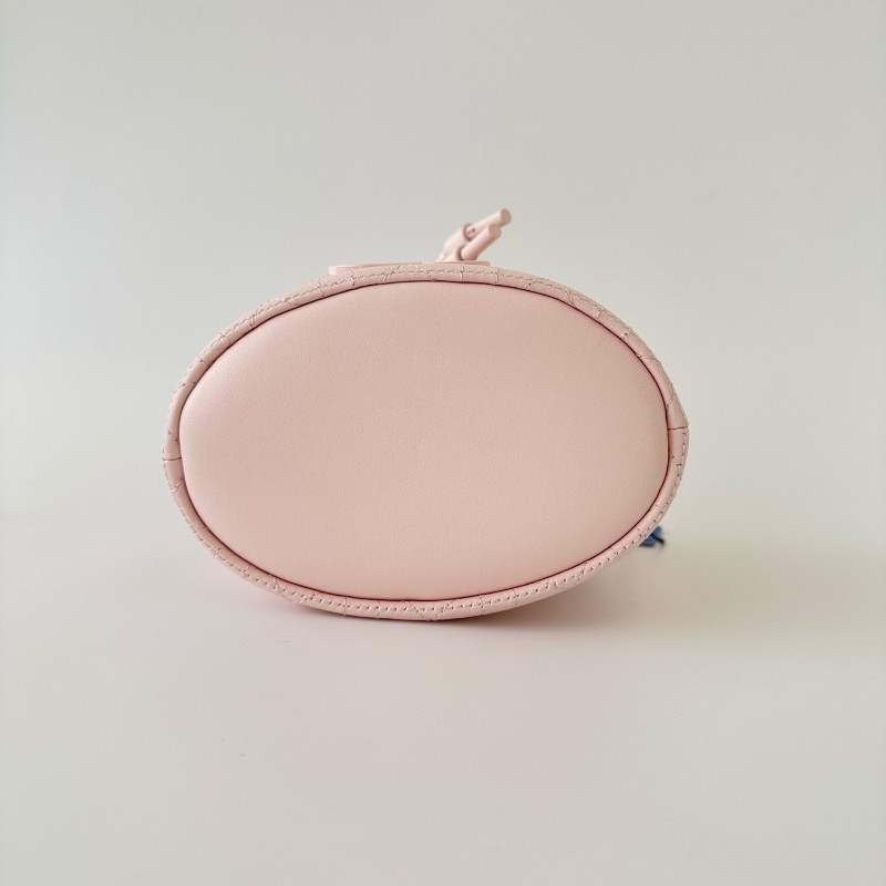 Dior/迪奧milly lady 抽繩小福袋粉色水桶單肩斜挎包-5