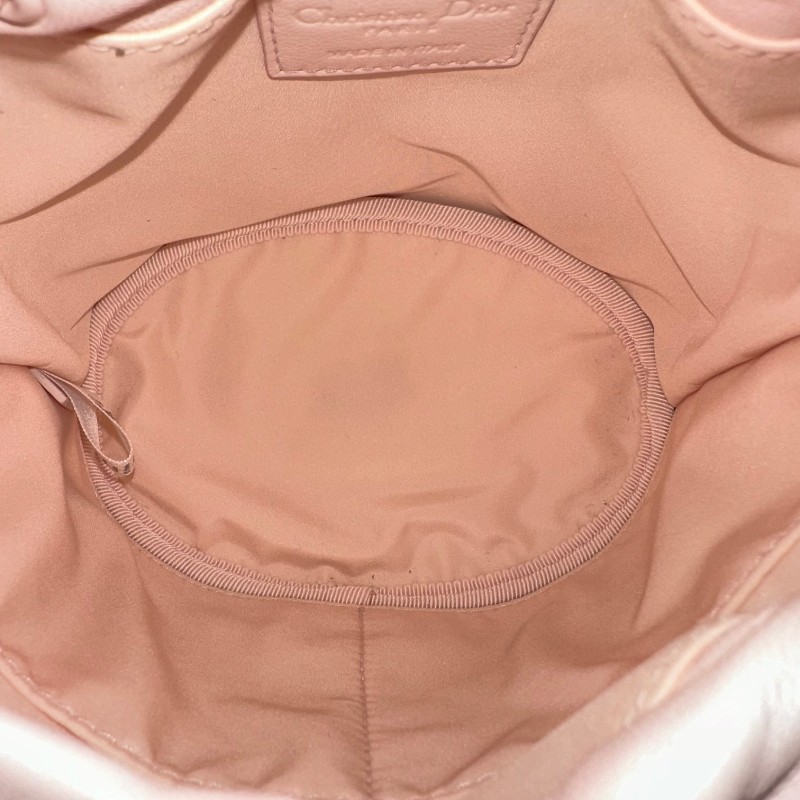 Dior/迪奧milly lady 抽繩小福袋粉色水桶單肩斜挎包-6