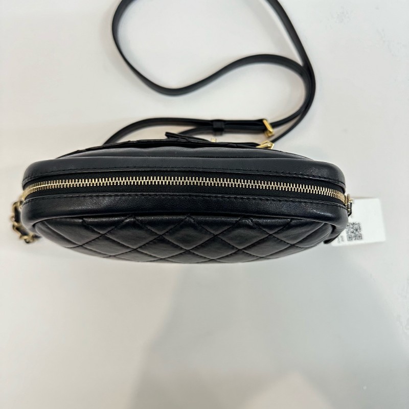 Chanel/香奈兒黑金牛皮相機包26開-4