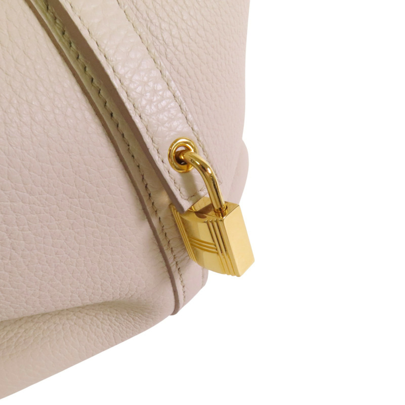 HERMES Clemence皮革Picotin MM金扣手挽袋-14