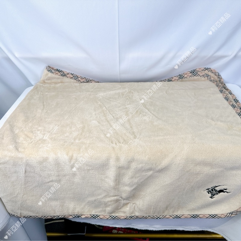 莉亞精品♡ Burberry 淺駝 黑戰馬寶寶毯  二手美品-2