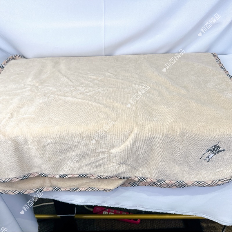 莉亞精品♡ Burberry 淺駝 黑戰馬寶寶毯  二手美品-3