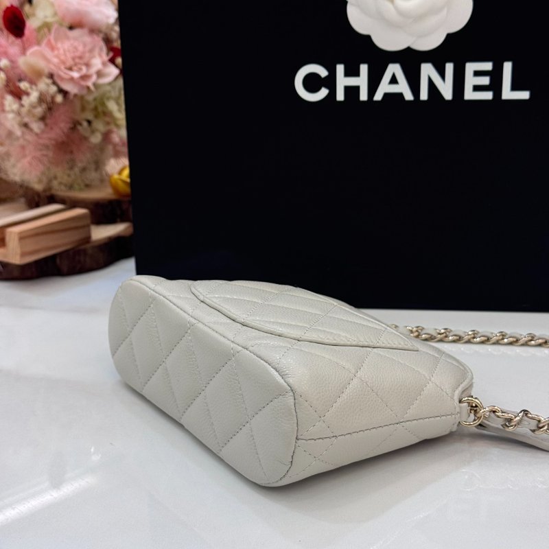 CHANEL 小貝殼包 荔枝牛皮 灰色 金釦 芯片款-5