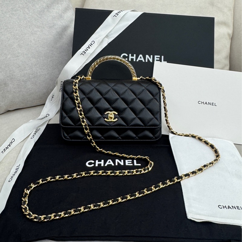 全新Chanel透明手把金鏈包-0