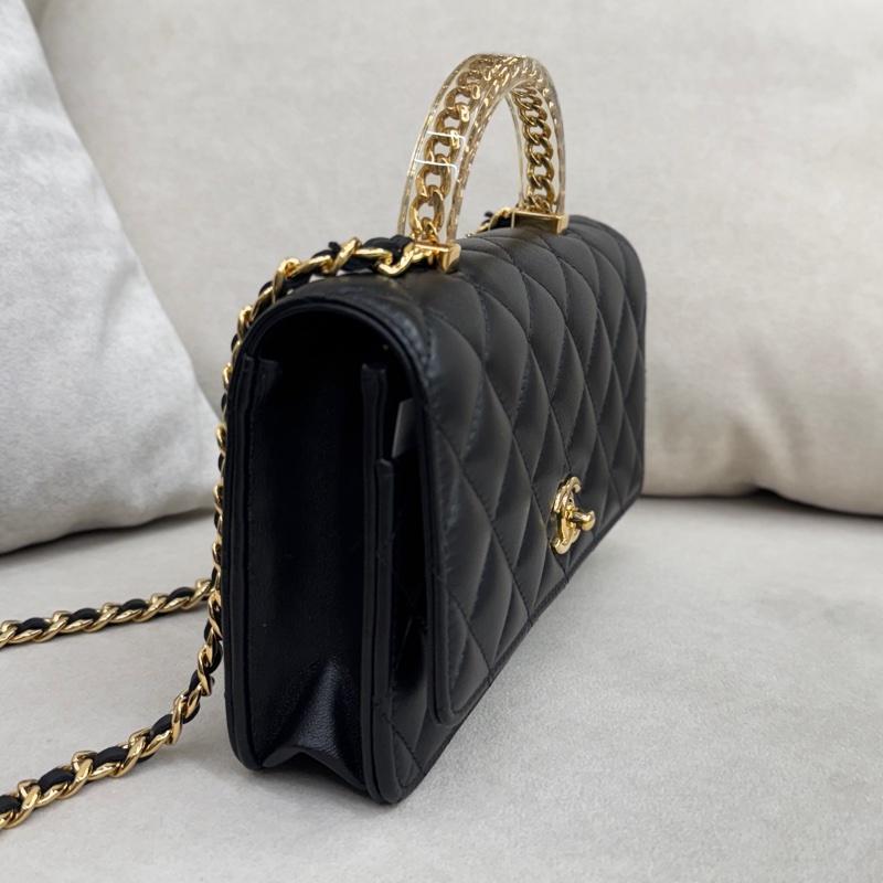 全新Chanel透明手把金鏈包-2