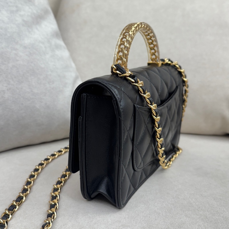 全新Chanel透明手把金鏈包-3