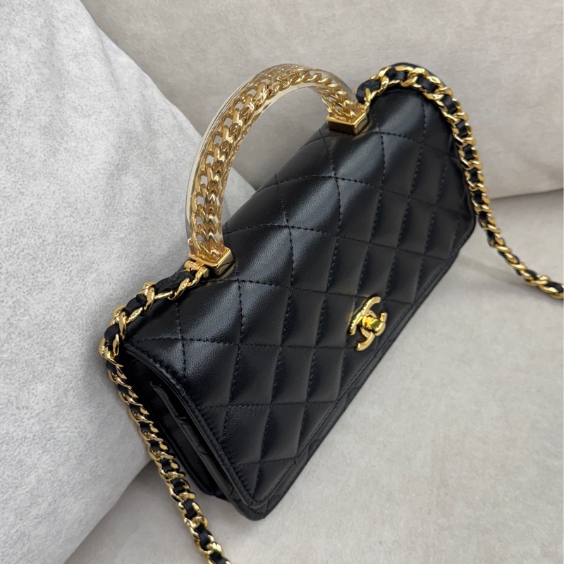 全新Chanel透明手把金鏈包-9