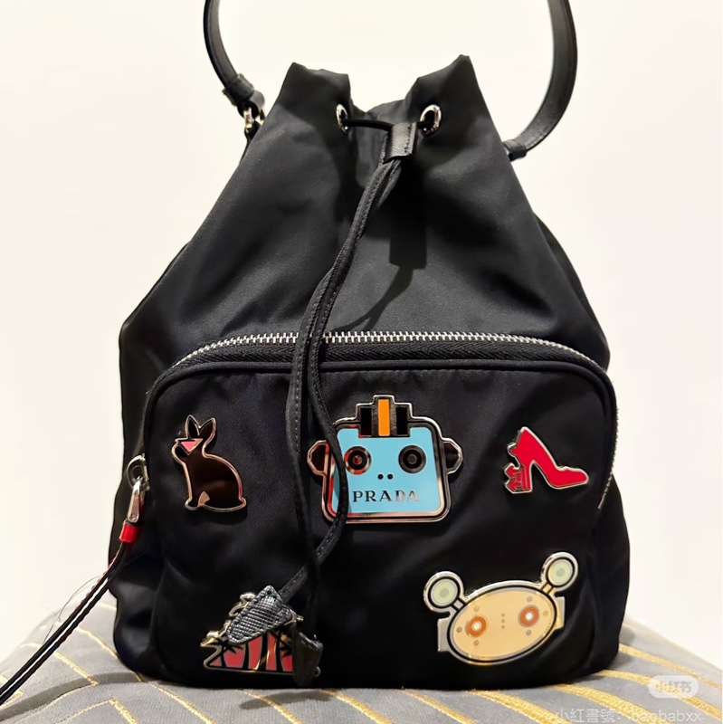 99新🈶️購證❤️ prada #尼龍 #水桶包 #黑銀 #斜背包-0