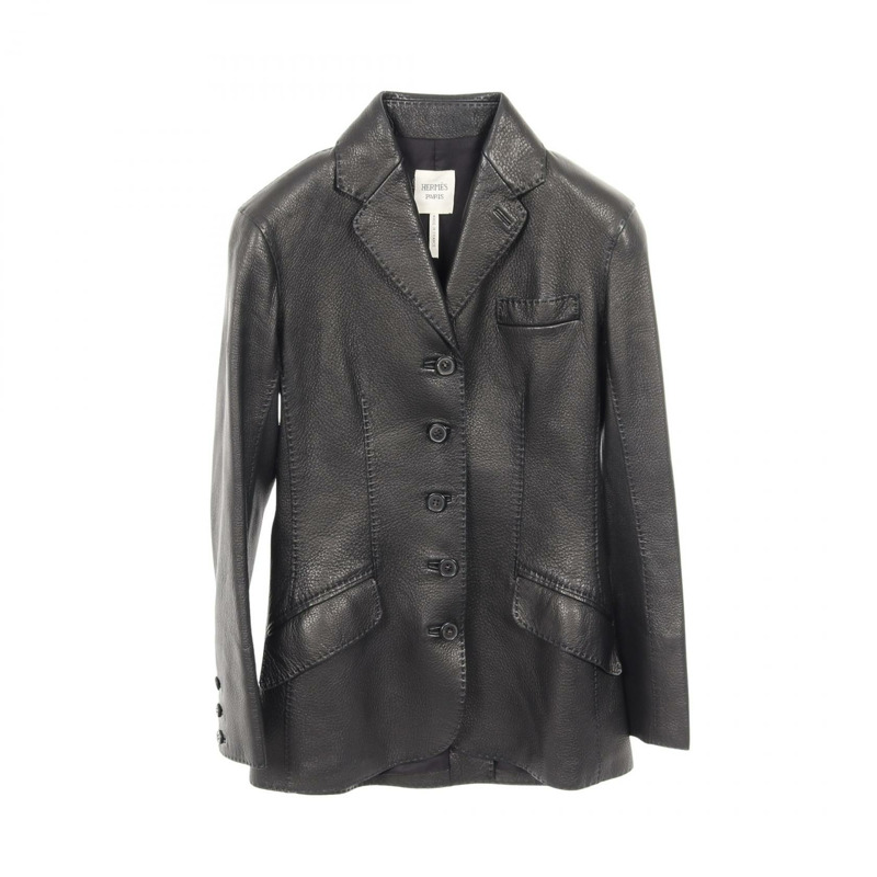 愛馬仕女士黑色二手牛仔褲,鹿皮材質-0