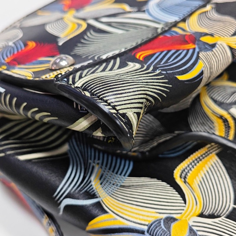 FENDI Peekaboo 大號 多色牛皮印花單肩包手提包 銀色五金 可拆卸肩帶-11