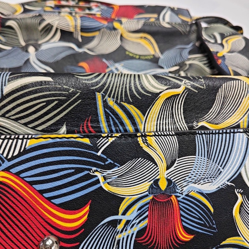 FENDI Peekaboo 大號 多色牛皮印花單肩包手提包 銀色五金 可拆卸肩帶-12