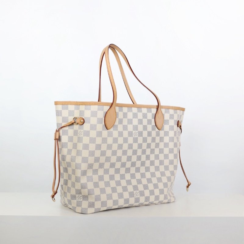 二手Lv neverfull 白色棋盤格-1