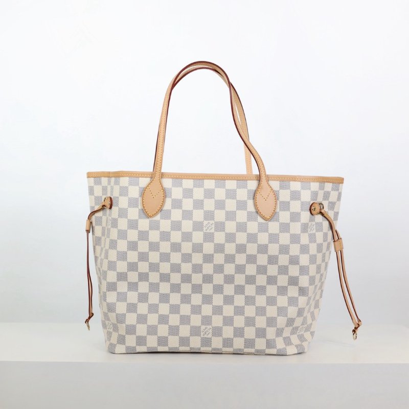 二手Lv neverfull 白色棋盤格-3