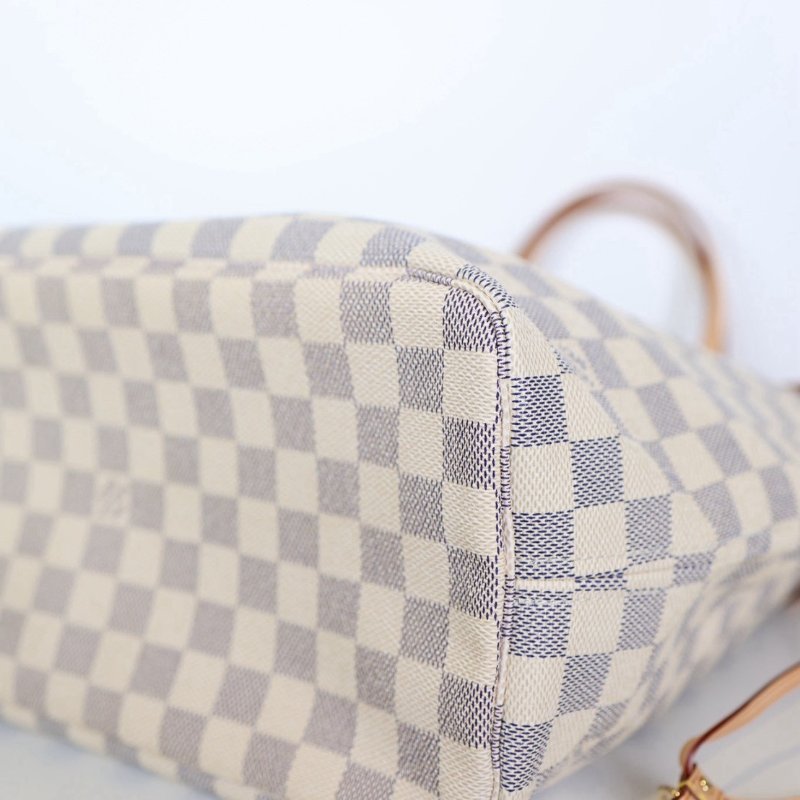 二手Lv neverfull 白色棋盤格-8