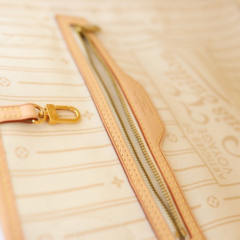 二手Lv neverfull 白色棋盤格-12