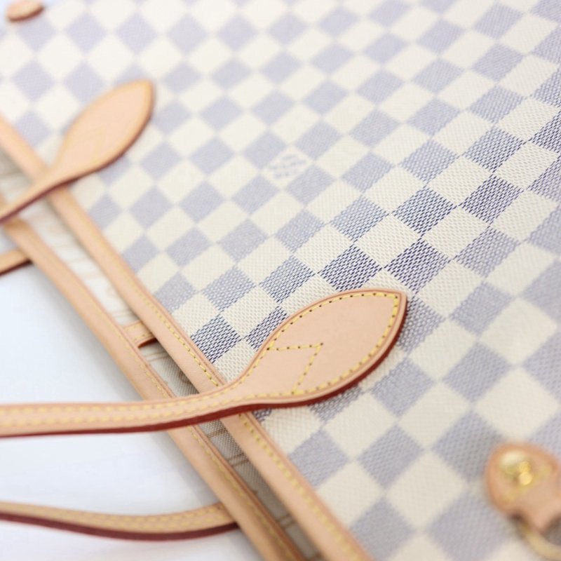 二手Lv neverfull 白色棋盤格-13
