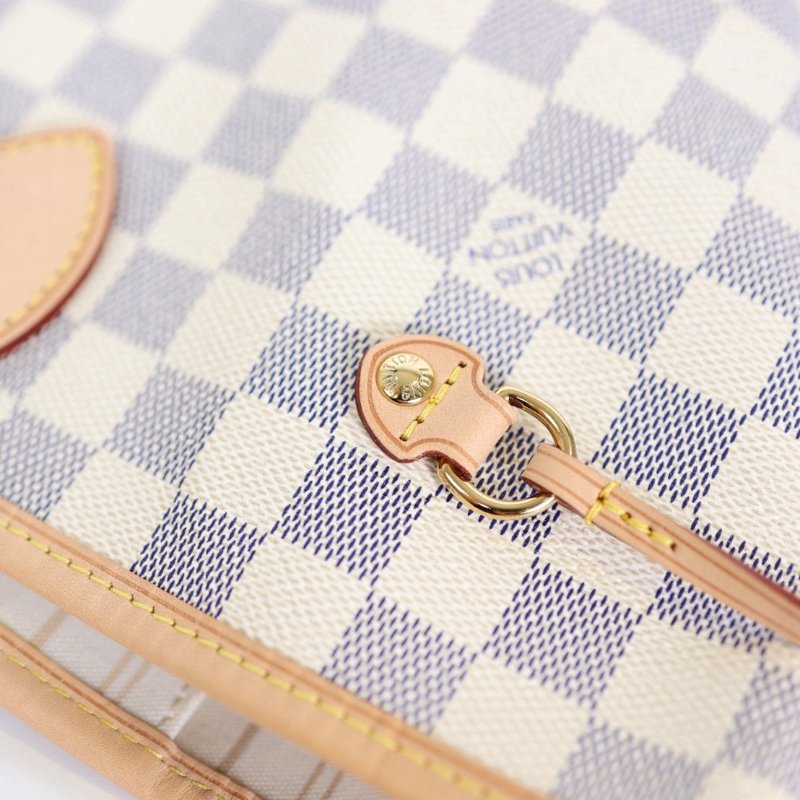 二手Lv neverfull 白色棋盤格-15