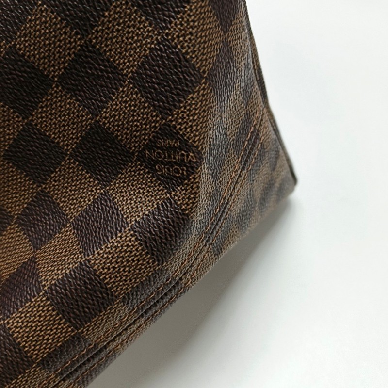 LOUIS VUITTON NEVERFULL 大號 棕色塗層帆布棋盤格購物袋單肩包手提包 金色五金-10