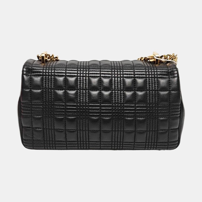 BURBERRY Lola 小號 黑色羊皮絎縫斜挎包 金色五金-4