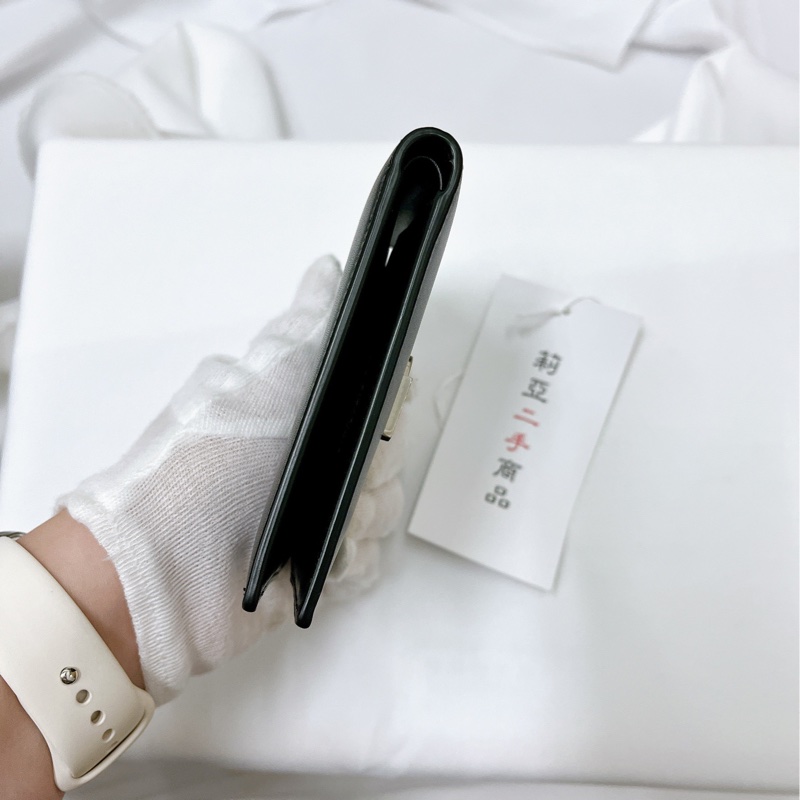 莉亞精品♡YSL 453276 對開短夾 黑銀 二手-3