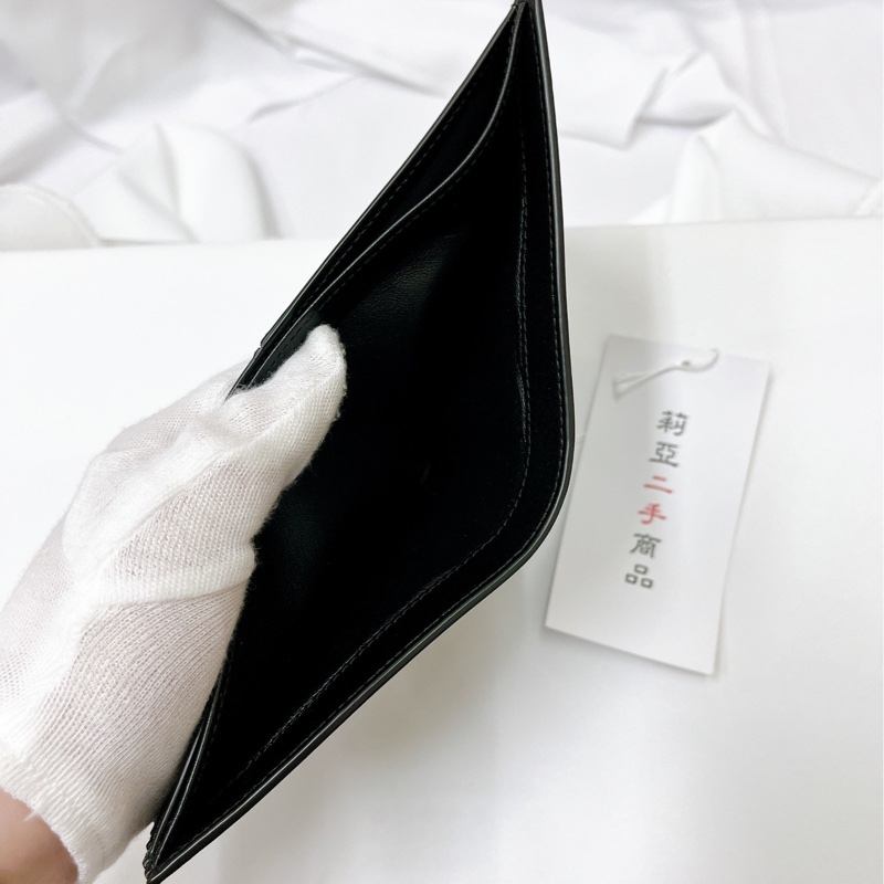 莉亞精品♡YSL 453276 對開短夾 黑銀 二手-13