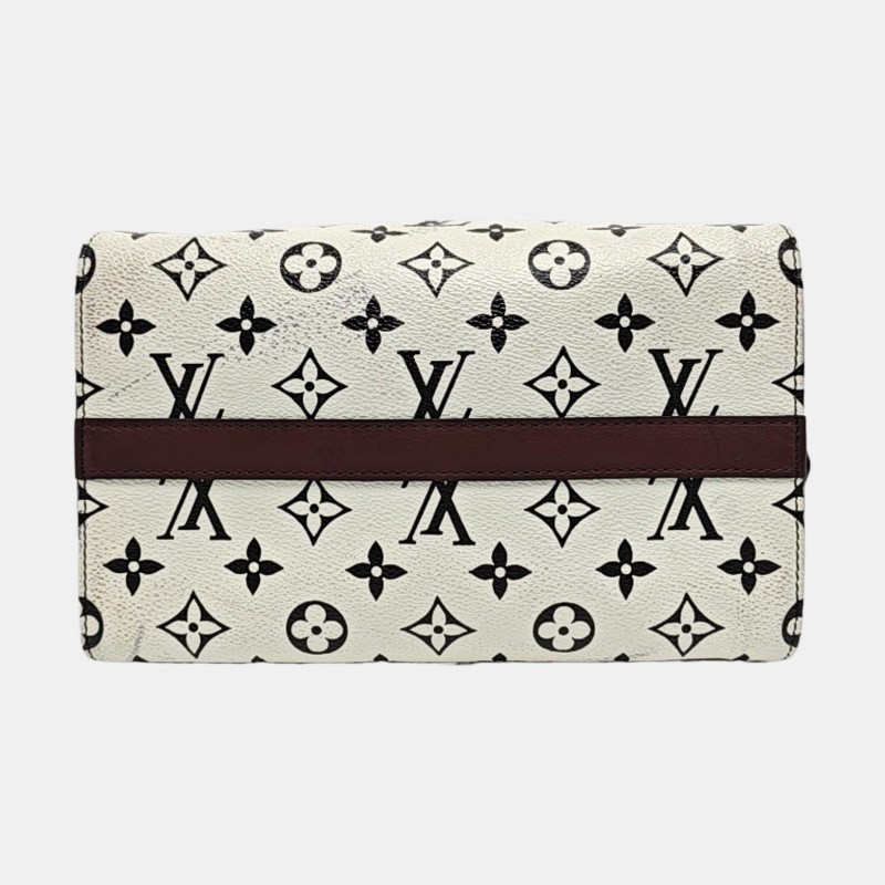 LOUIS VUITTON SPEEDY 25 白色塗層帆布老花波士頓包單肩包斜挎包 金色五金-5