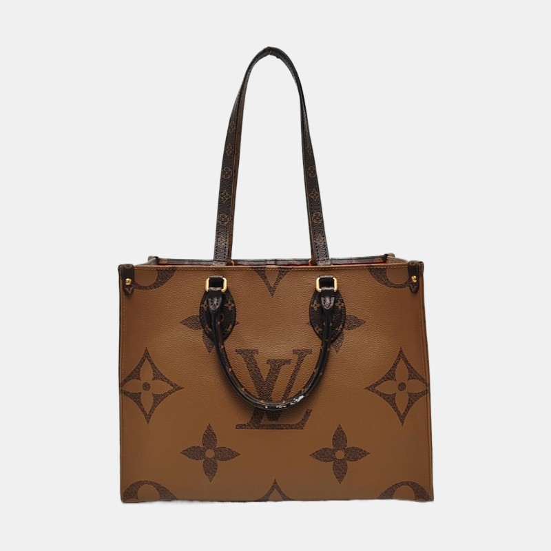 LOUIS VUITTON ONTHEGO 中號 棕色塗層帆布老花叢林包單肩包手提包 金色五金-4