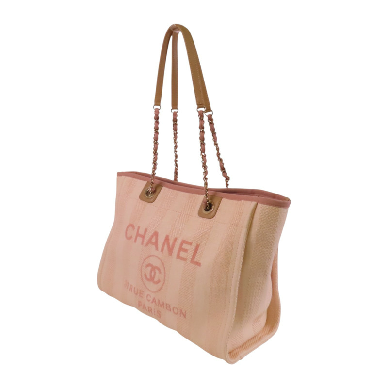 CHANEL 帆布Deauville MM銀扣肩背袋-2