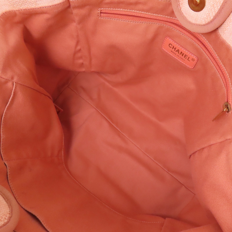 CHANEL 帆布Deauville MM銀扣肩背袋-4