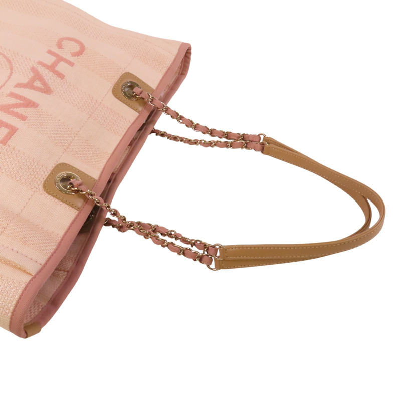 CHANEL 帆布Deauville MM銀扣肩背袋-7