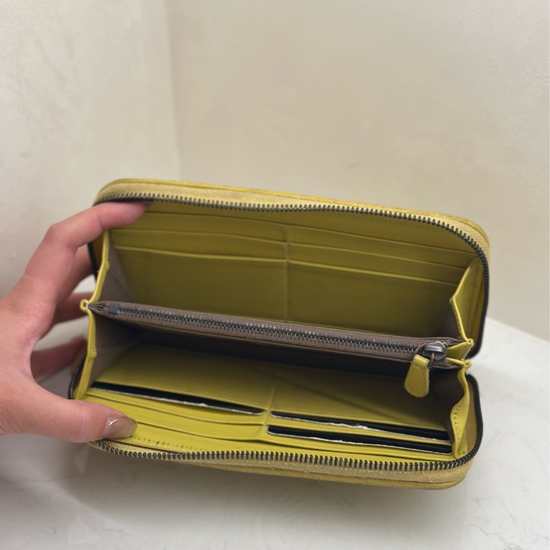 BOTTEGA VENETA 編織小牛皮拉鍊長夾 檸檬黃-2